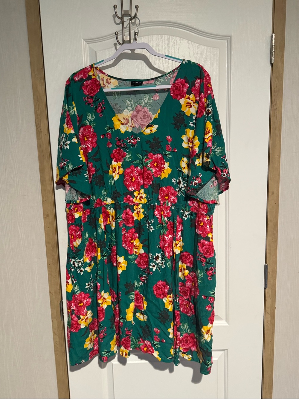 Torrid Green Mini Dress with Floral Design